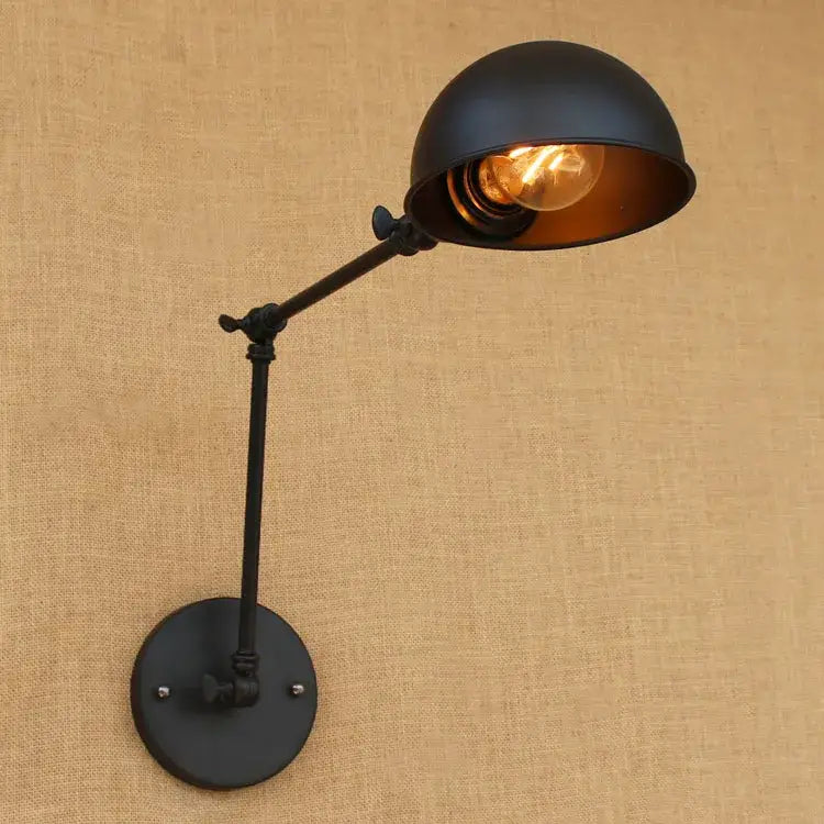 Industrial black edison retro wall lamp bedroom articulated sconce