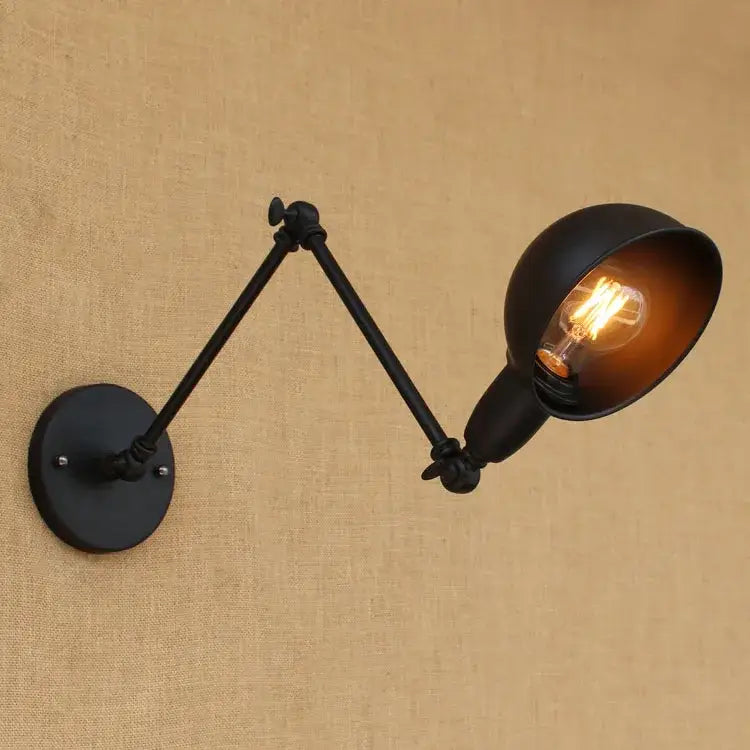 Industrial black edison retro wall lamp bedroom articulated sconce