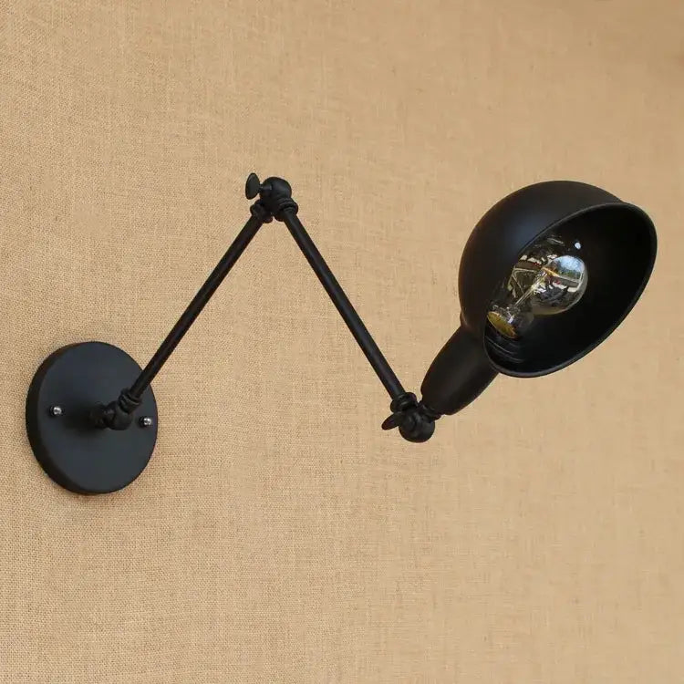 Industrial black edison retro wall lamp bedroom articulated sconce