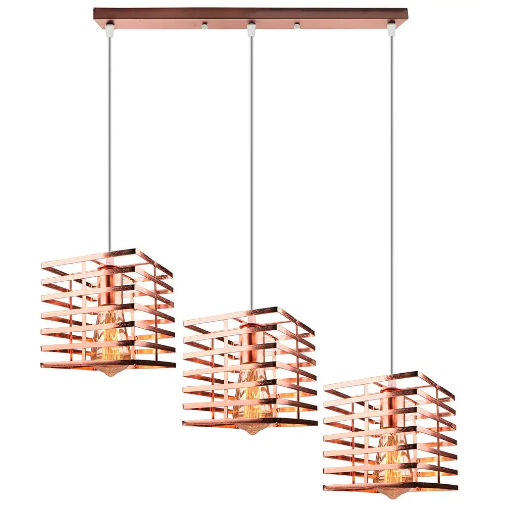 Industrial black geometric cage pendant light kitchen led