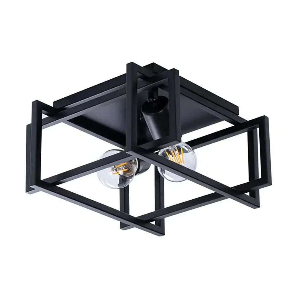 Industrial black geometric ceiling light fixture for kitchens