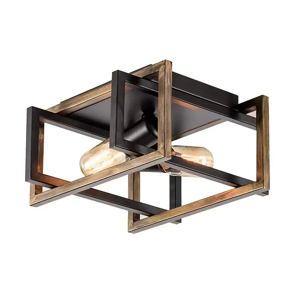 Industrial black geometric ceiling light fixture for kitchens