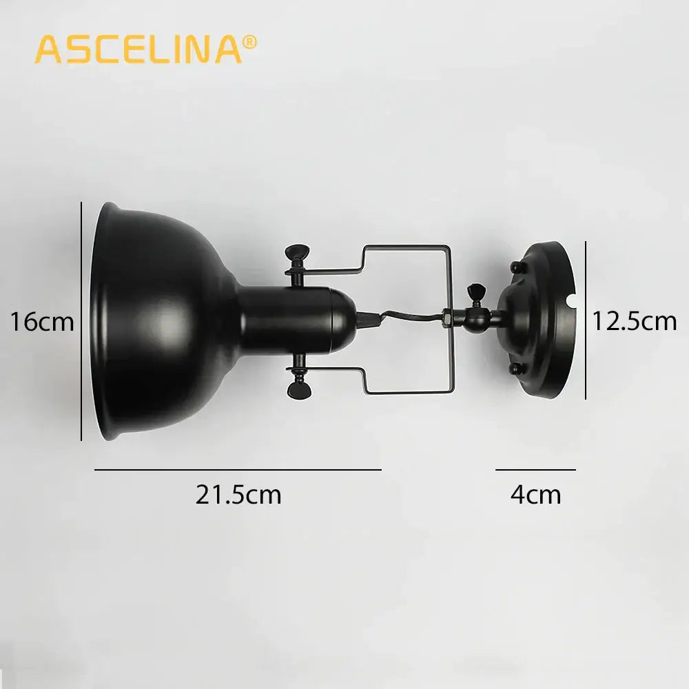 Industrial black & gold iron vintage wall lamp bedroom sconce