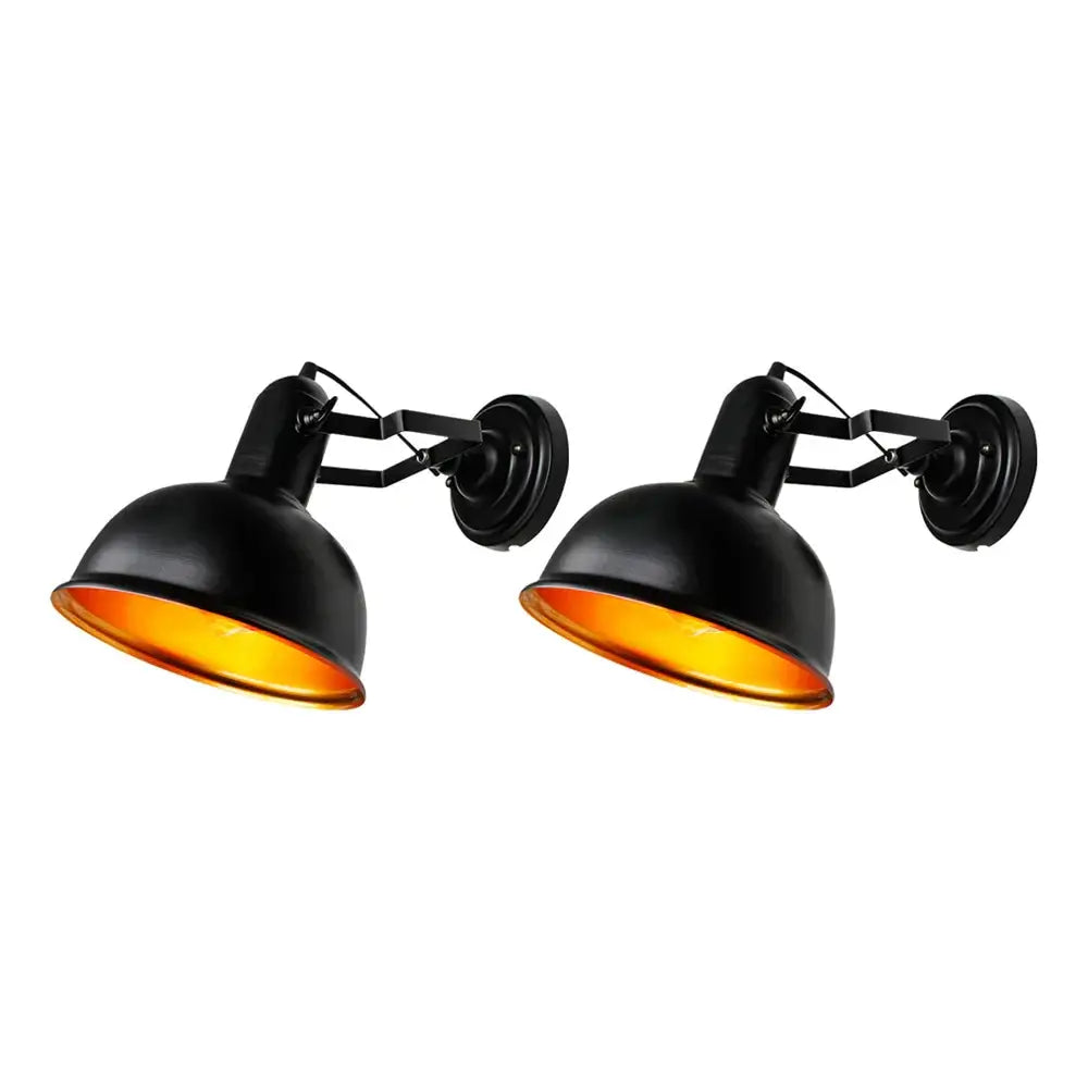 Industrial black & gold iron vintage wall lamp bedroom sconce