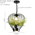 Industrial black green planting birdcage chandelier dining room light