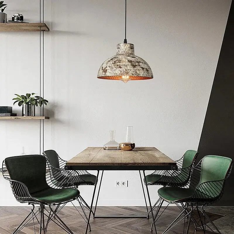 Industrial black hammered metal pendant lamp for kitchen dining room