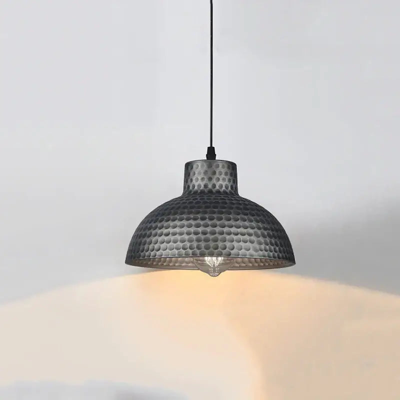 Industrial black hammered metal pendant lamp for kitchen dining room