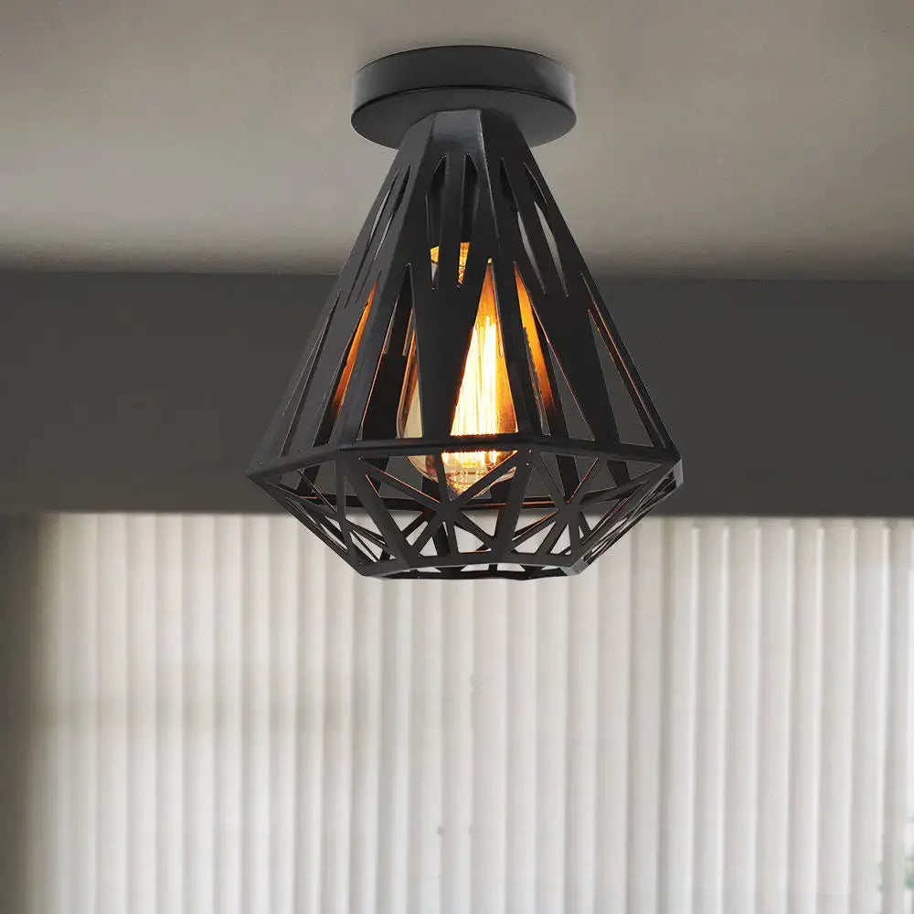 Industrial black iron aisle ceiling lamp kitchen cage light