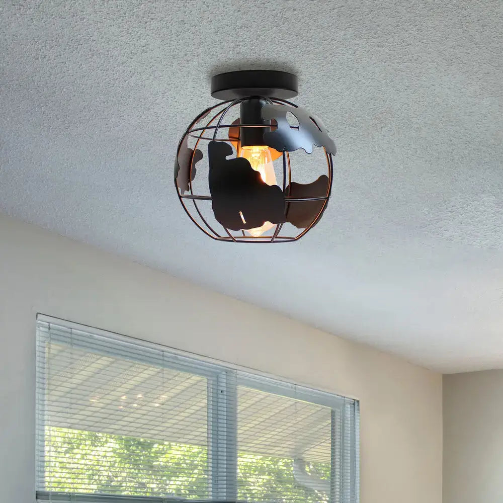 Industrial black iron aisle ceiling lamp kitchen cage light