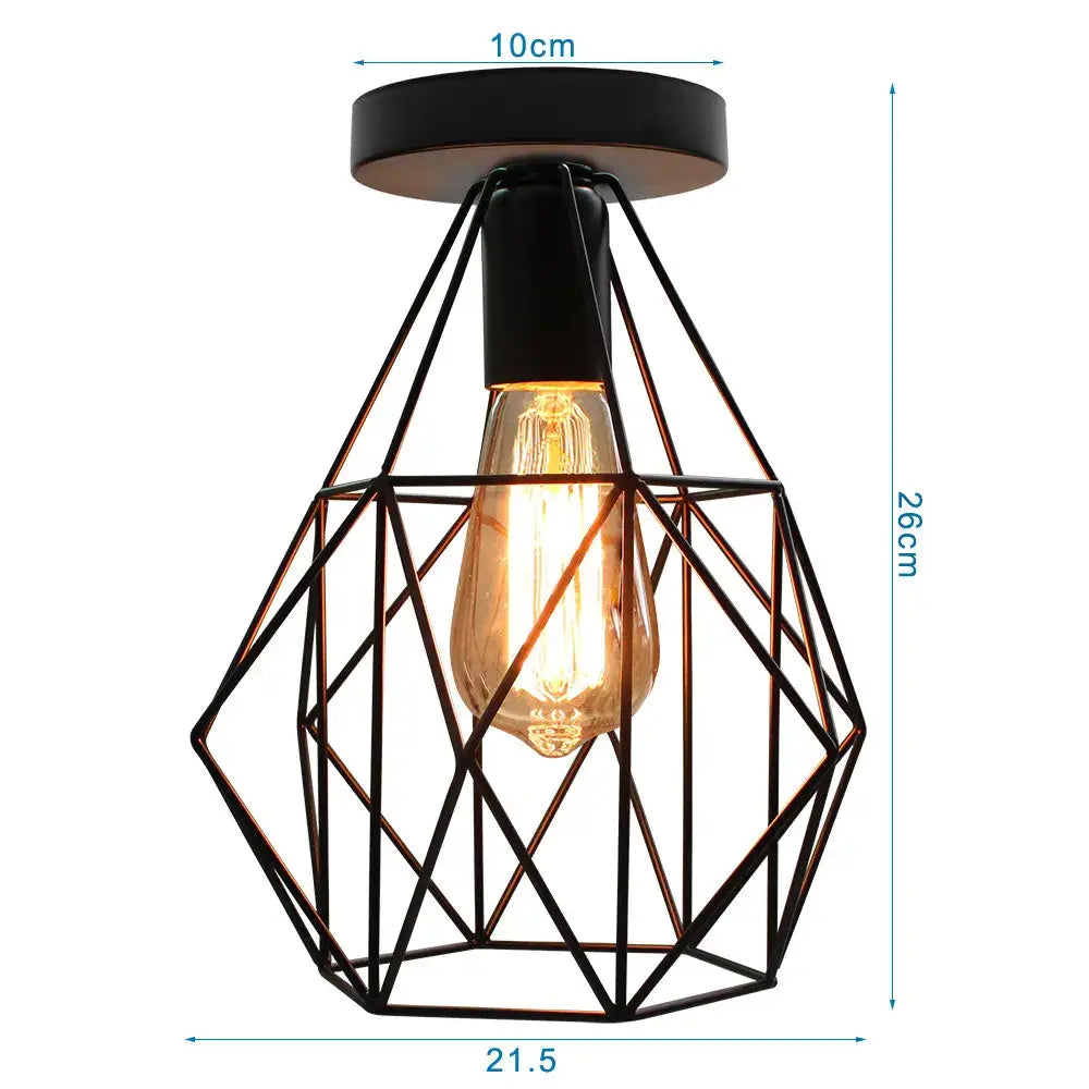 Industrial black iron cage chandelier kitchen pendant light