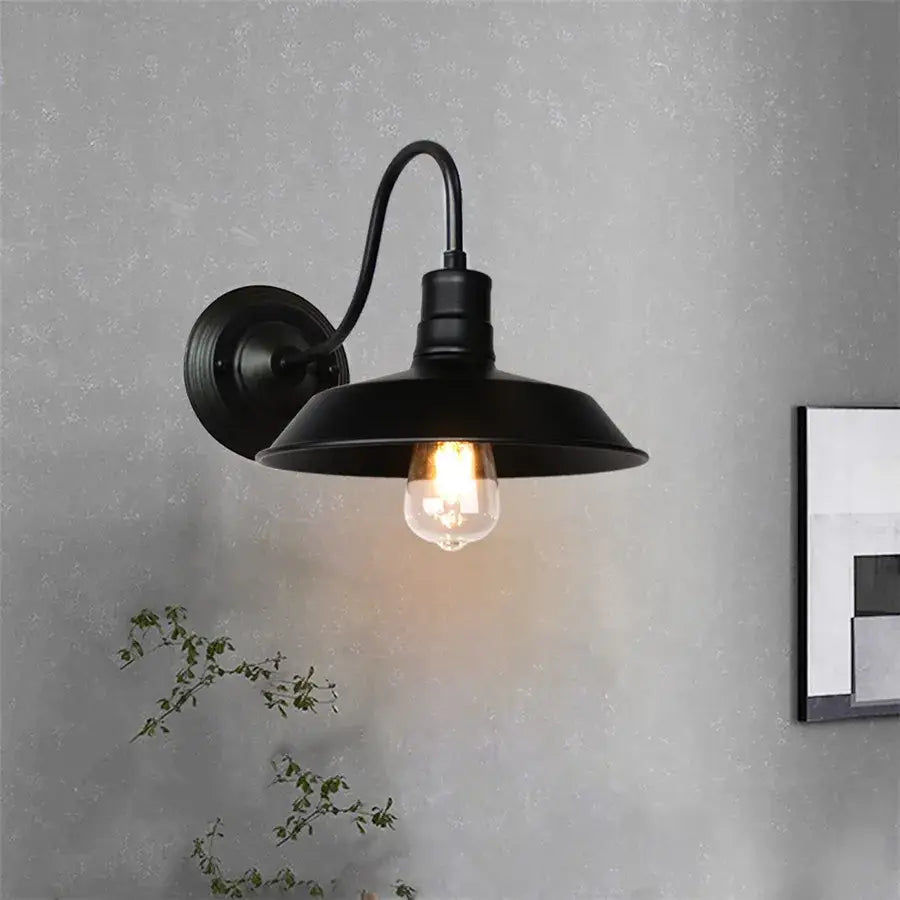 Industrial black iron cage wall sconce bedroom edison bulb light