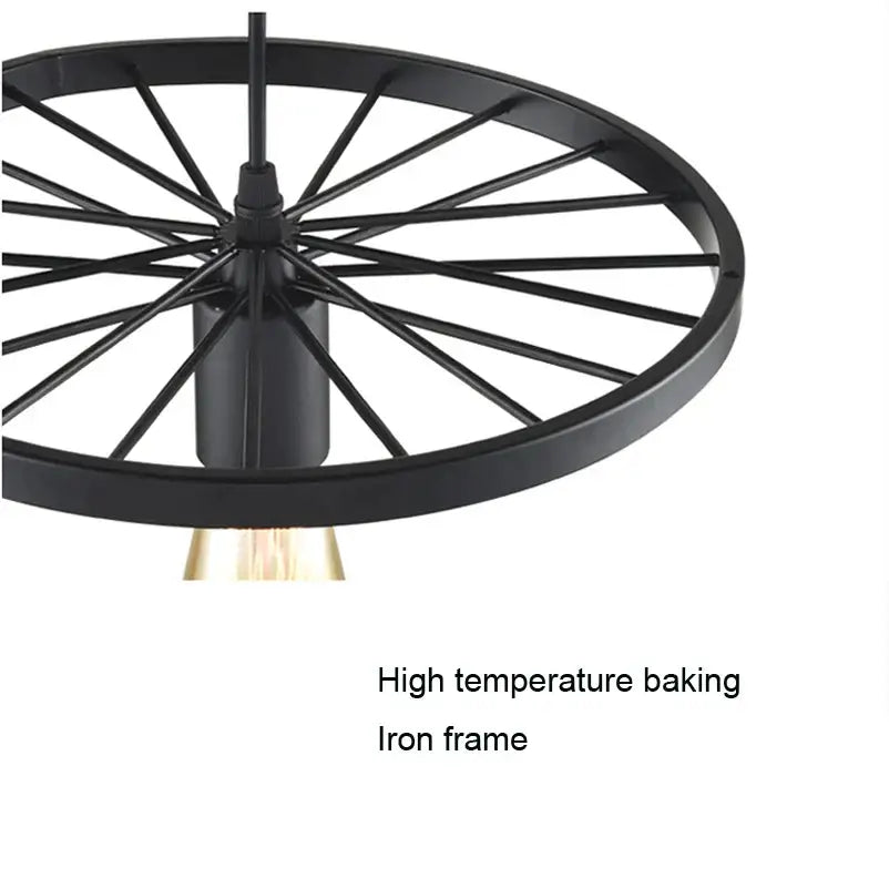 Industrial black iron wheel chandelier dining room pendant light