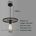Industrial black iron wheel chandelier dining room pendant light