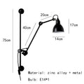 Industrial black matte wall lamp bedroom adjustable arm reading light