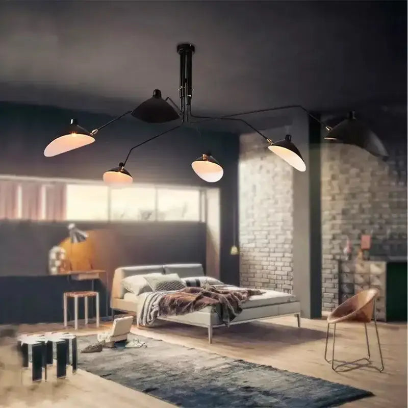 Industrial black metal adjustable arm floor lamp living room light