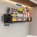 Industrial black metal two tier kitchen organizer wall spice storage rack