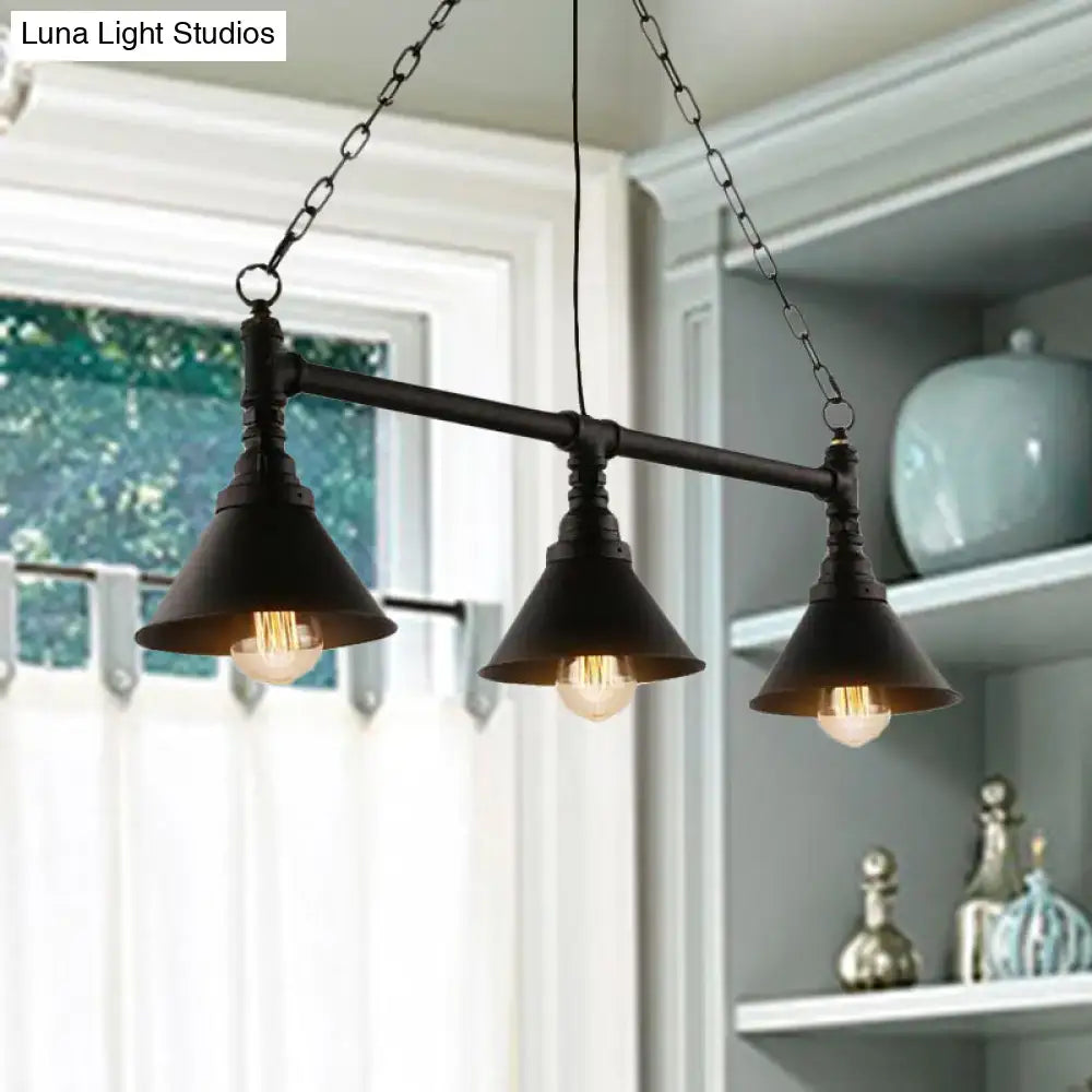 Industrial black metallic island pendant lamp kitchen light fixture