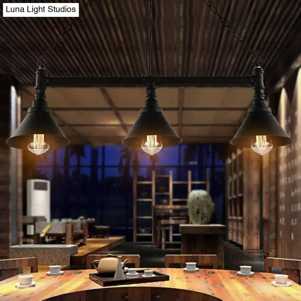 Industrial black metallic island pendant lamp kitchen light fixture