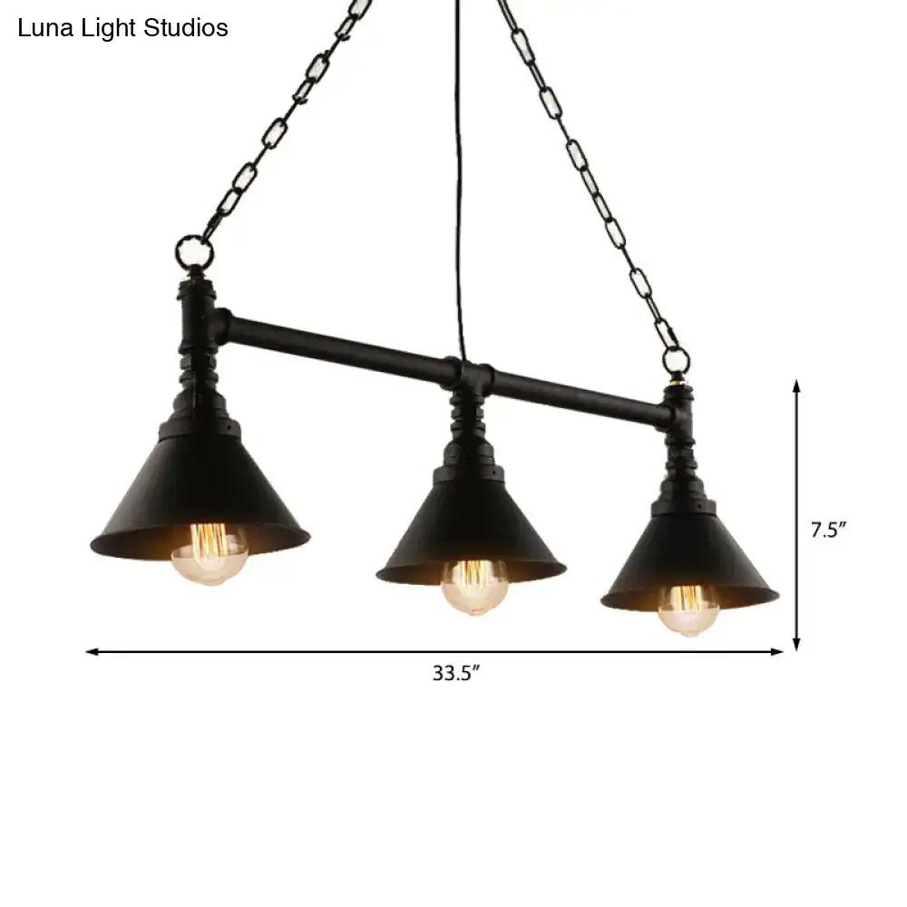 Industrial black metallic island pendant lamp kitchen light fixture