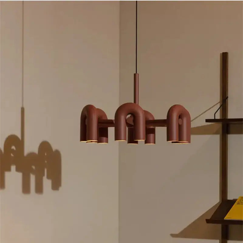 Industrial black minimalist led chandelier kitchen art decor