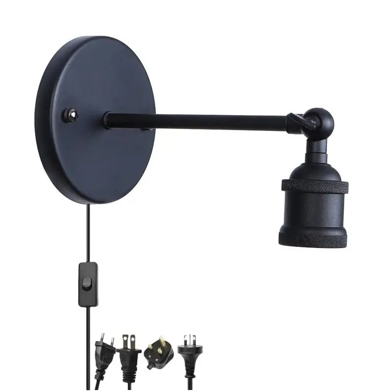 Industrial black vintage wall light for bathroom with edison bulb