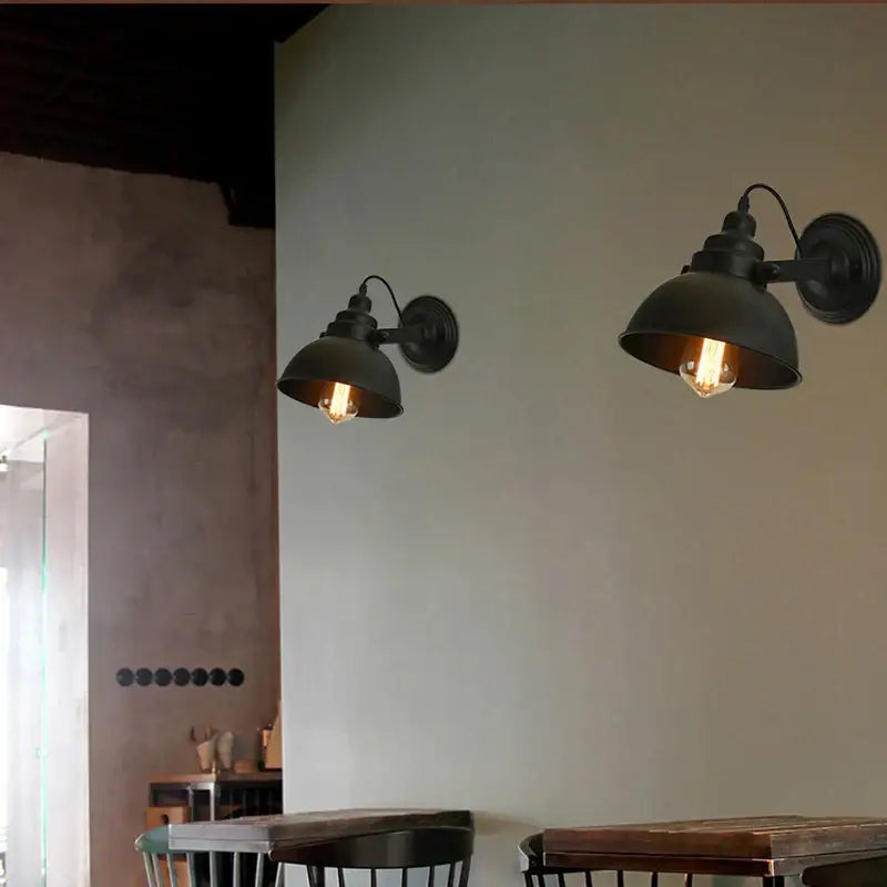 Industrial black wall sconce bedroom retro wrought iron lamp