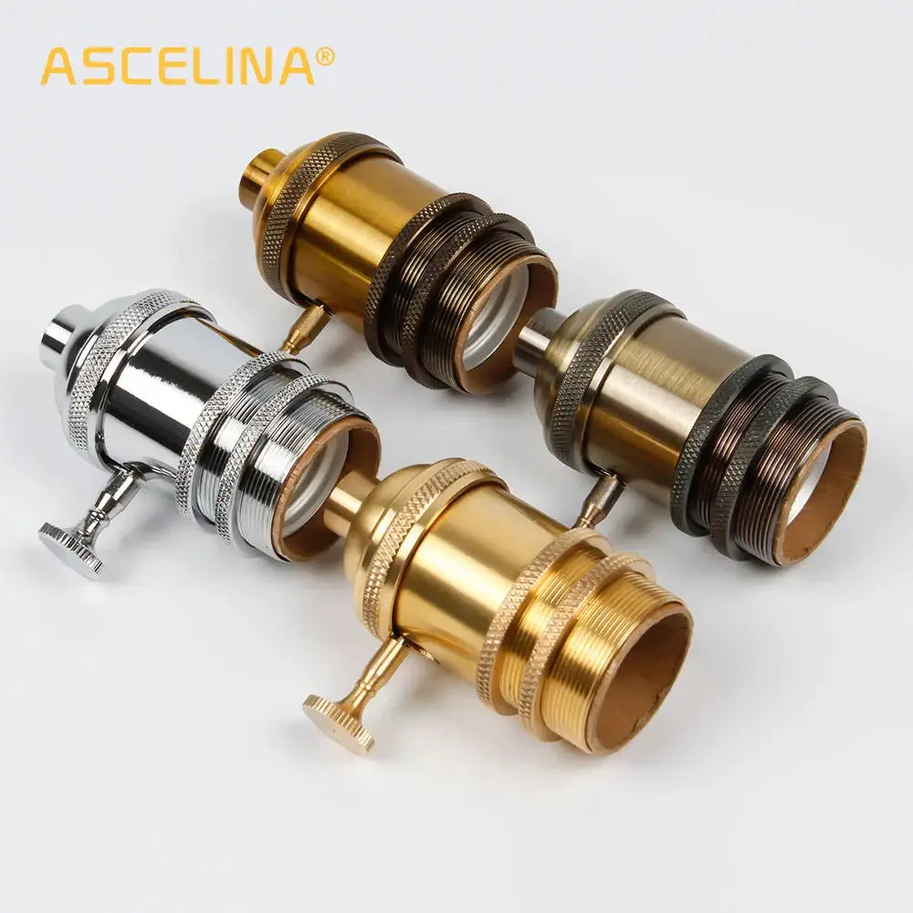 Industrial brass & chrome lamp base holder – dining room pendant