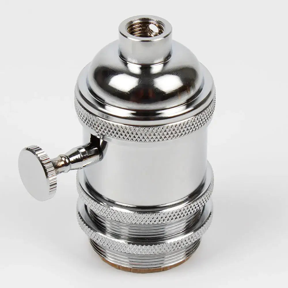 Industrial brass & chrome lamp base holder – dining room pendant