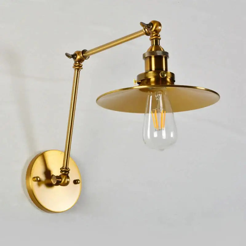 Industrial brass decorbites adjustable long arm wall lamp bedroom sconce