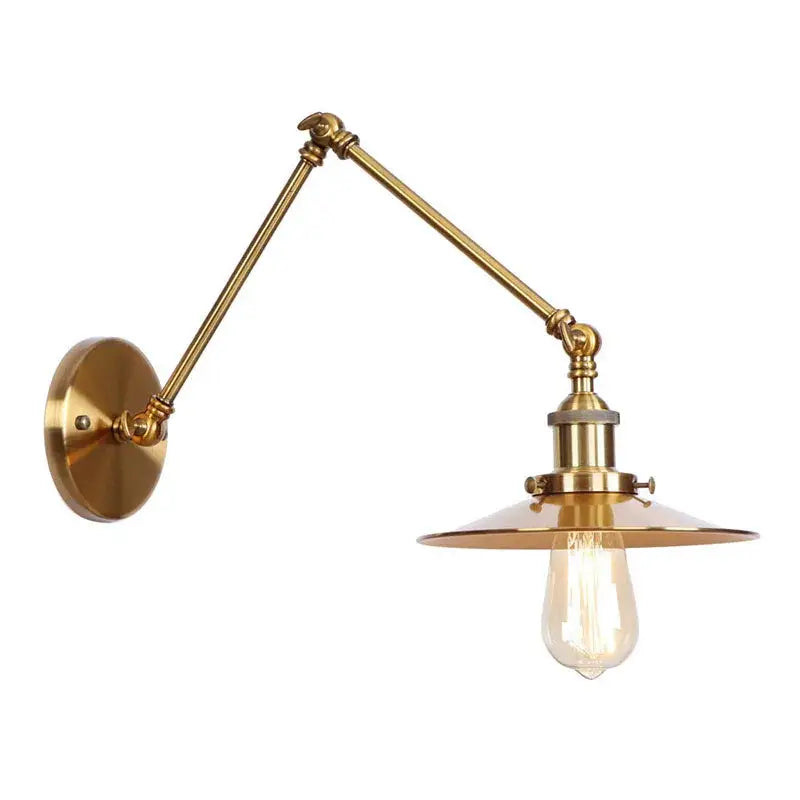 Industrial brass decorbites adjustable long arm wall lamp bedroom sconce