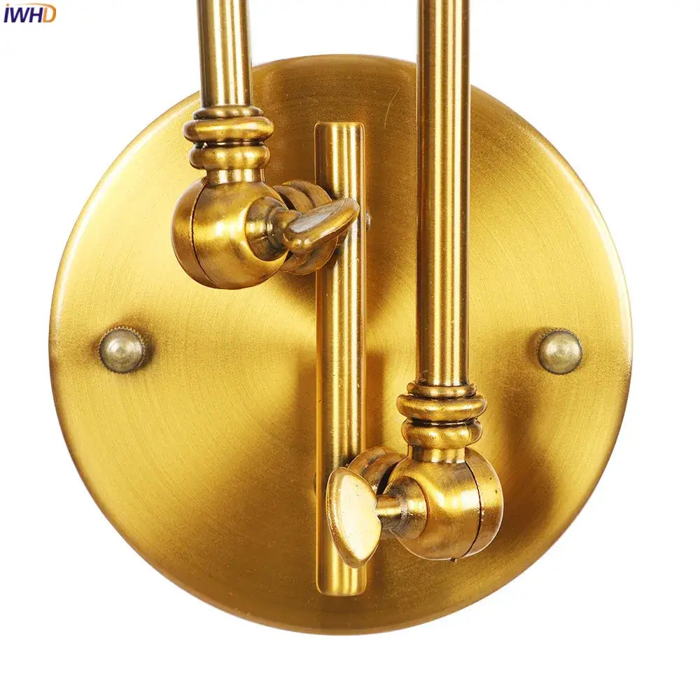 Industrial brass dual head adjustable wall sconce bedroom wall lamp