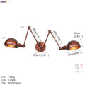 Industrial brass dual head adjustable wall sconce bedroom wall lamp