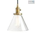 Industrial brass funnel flared glass pendant light kitchen fixture
