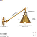 Industrial brass long arm led wall light bedroom sconce