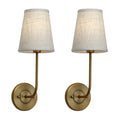 Industrial brass wall lamp set bedroom reading light with linen shades