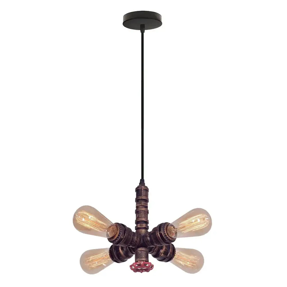 Industrial bronze water pipe ceiling light fixture living room