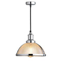 Industrial brushed nickel glass shade pendant light dining room