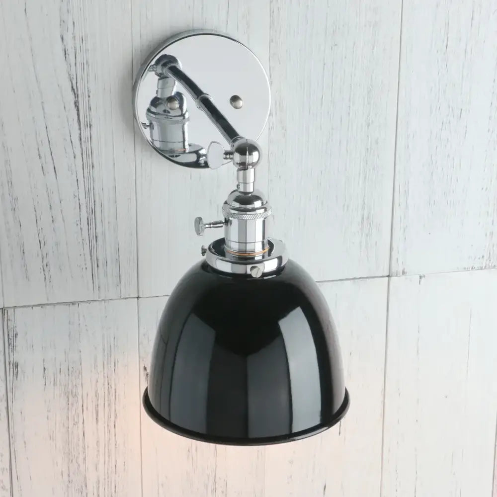 Industrial chrome and black wall sconce lights bedroom dome shade