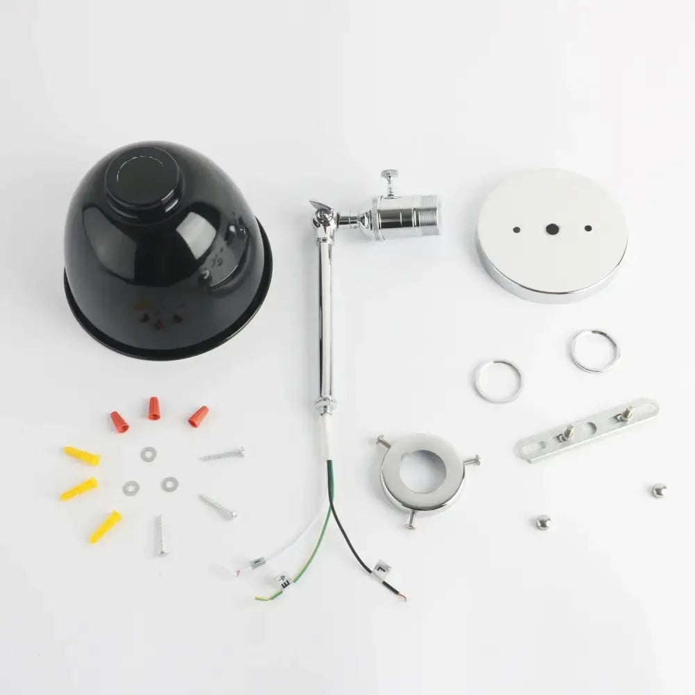 Industrial chrome and black wall sconce lights bedroom dome shade