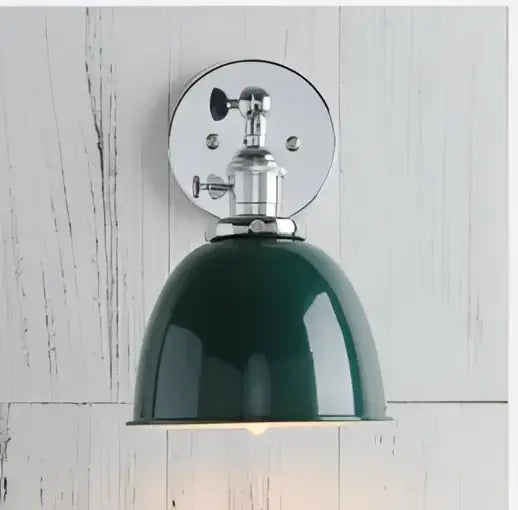 Industrial chrome and black wall sconce lights bedroom dome shade