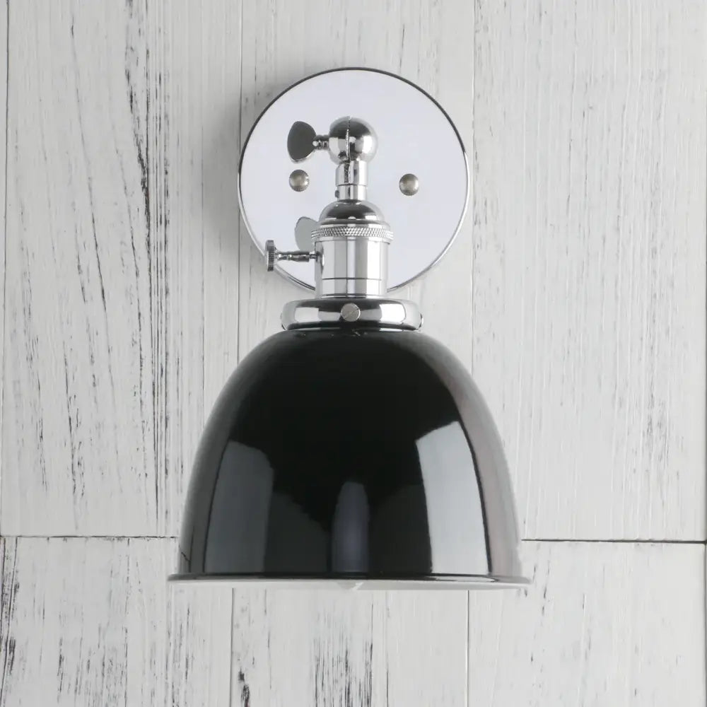 Industrial chrome and black wall sconce lights bedroom dome shade