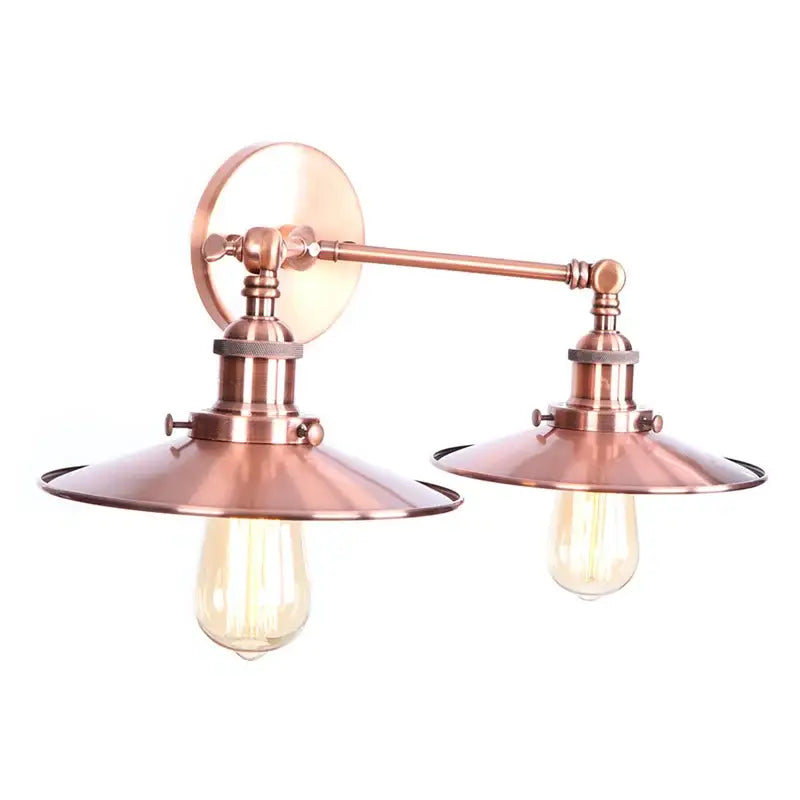 Industrial copper dual head led wall light bedroom sconce