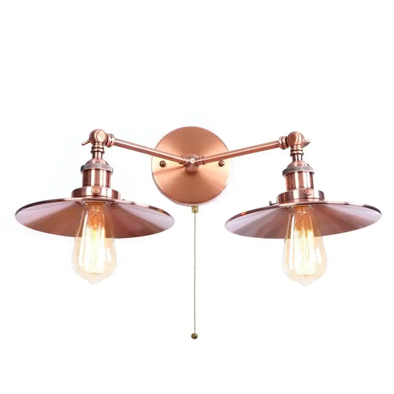 Industrial copper dual head led wall light bedroom sconce