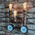 Industrial dark brass pipe wall lights living room gear sconce