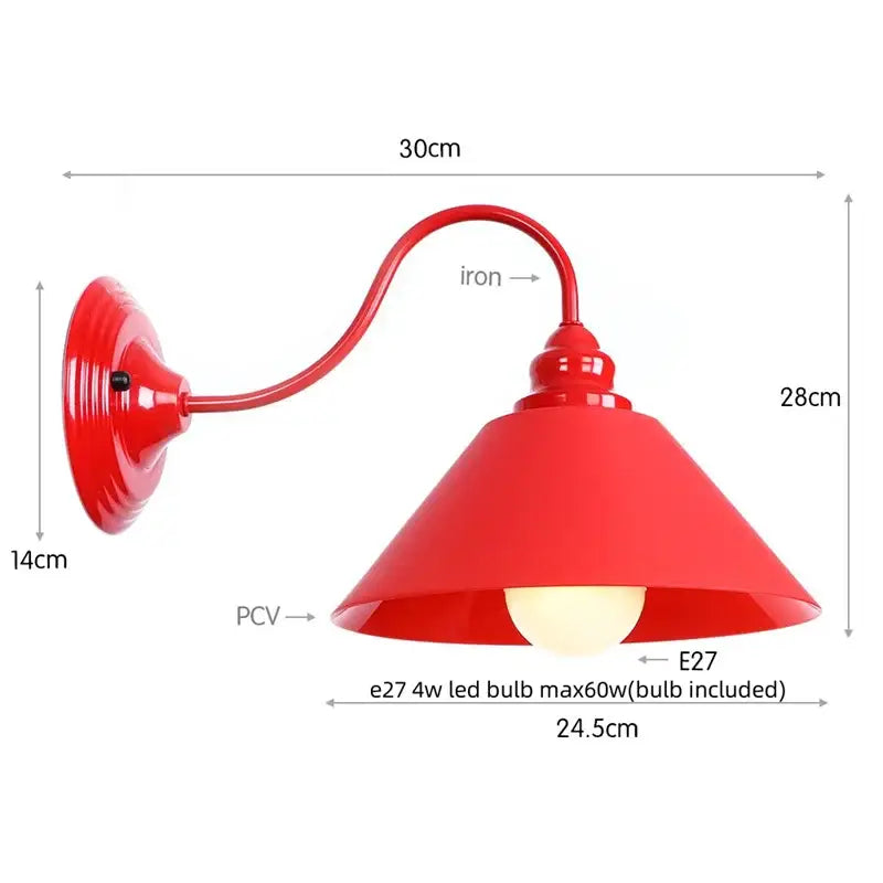 Industrial edison red led wall lamp – bedroom vintage sconce