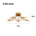 Industrial gold crystal leaf led ceiling light living room