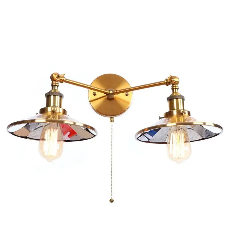 Industrial gold vintage led wall lights bedroom double arm sconce