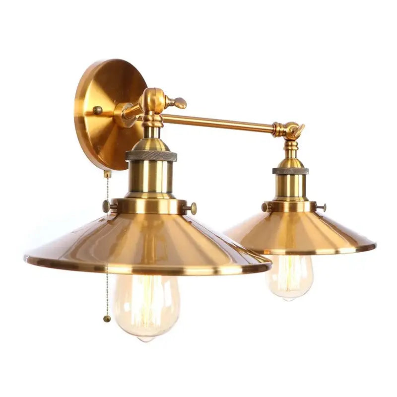 Industrial gold vintage led wall lights bedroom double arm sconce