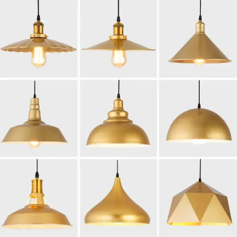 Industrial gold wrought iron geometric pendant light dining room