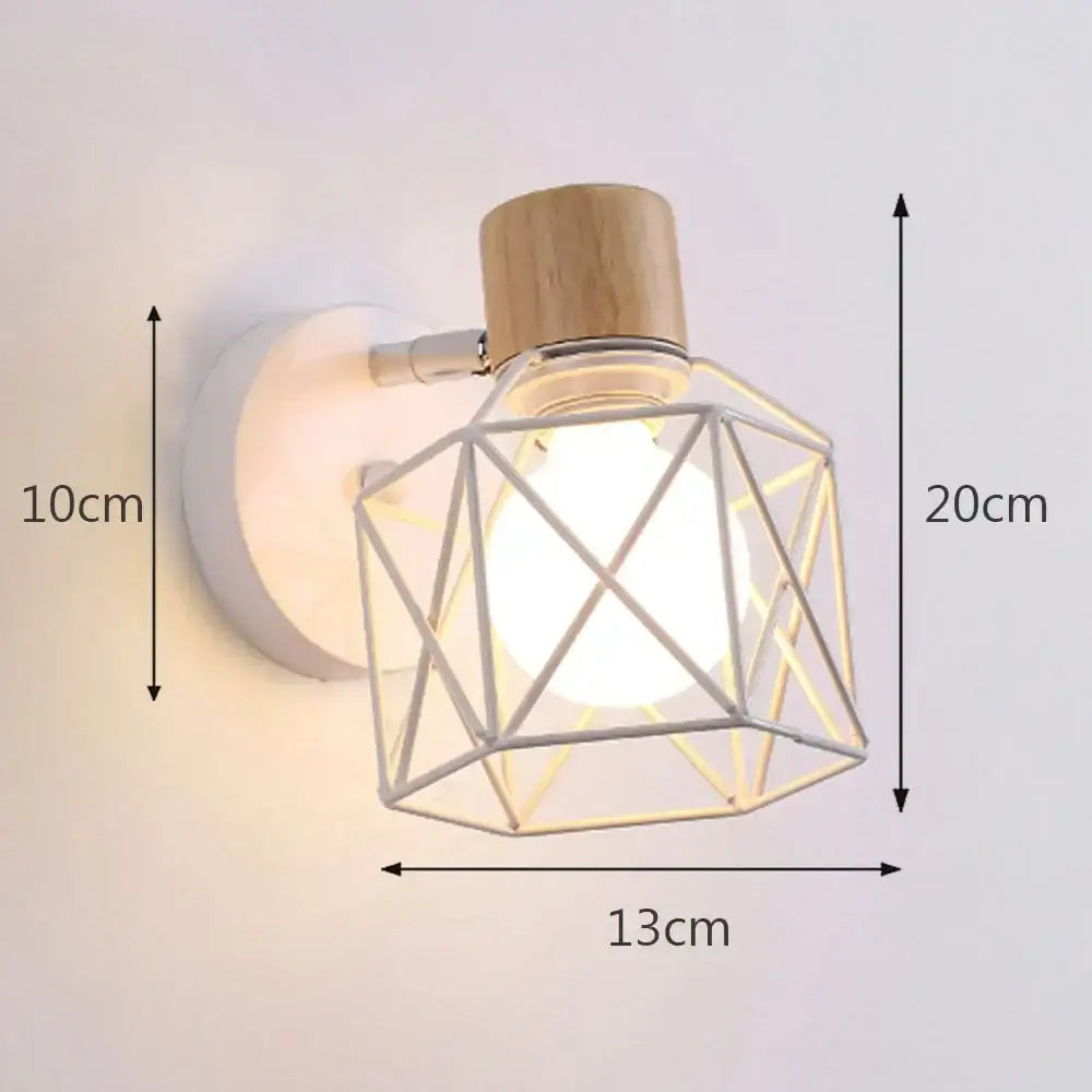 Industrial iron cage wall light bedroom black metal sconce